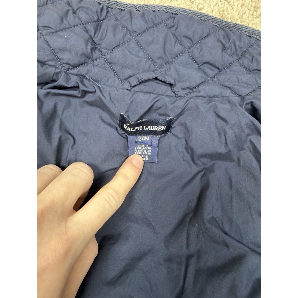 Ralph Lauren Collared Quilted Jacket Snap Button Sz 24M Blue Corduroy Collar - Picture 3 of 11